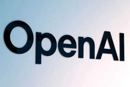 OpenAI and Apple logos on a courtroom gavel background