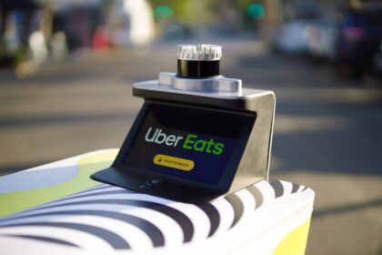 Serve Robotics sidewalk delivery robot on a city street