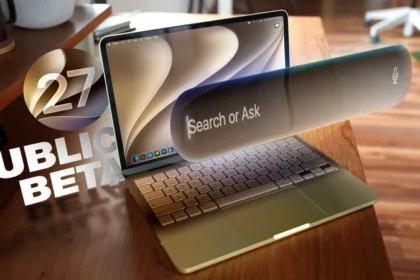 macOS Golden Gate public beta installation screen on a MacBook Pro
